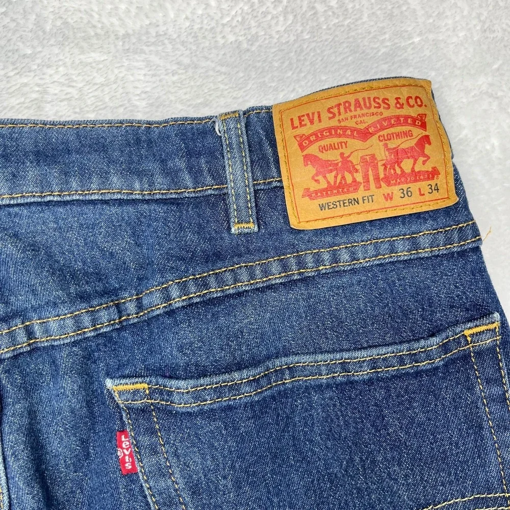 Levi's Western Fit Jeans‎ Men's Blue Denim Straight Leg Classic Zip Fly - 36X33